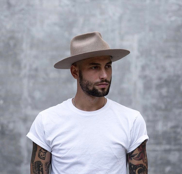 Dylan Wide Brim Hat: Tan