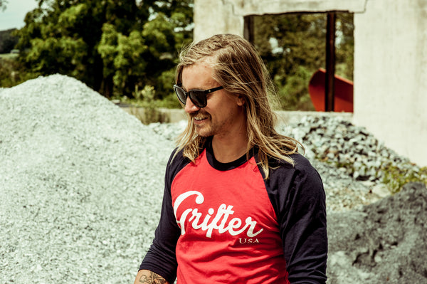 Red and shop blue raglan shirt