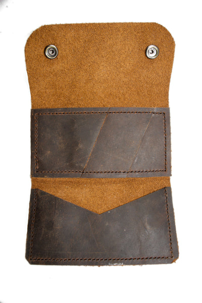 Thick Skin Leather Long Wallet Dark Brown