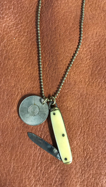 Rust Belt Americana Pocket Knife and Token Necklace