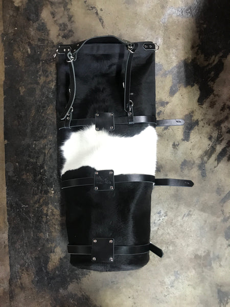 Nutsak 2.0 Sissy Bar Bag: Cow Hide Black and White