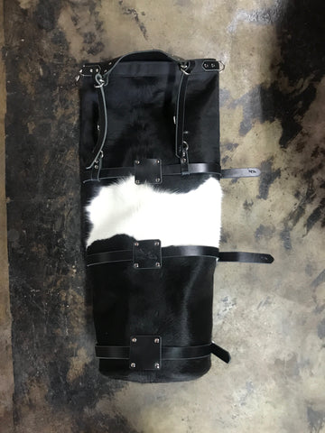 Nutsak 2.0 Sissy Bar Bag: Cow Hide Black and White